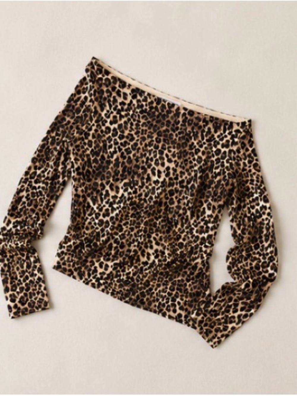Madden Girl Cheetah Print Asymmetrical Off the Shoulder Long Sleeve Top Y2K XL